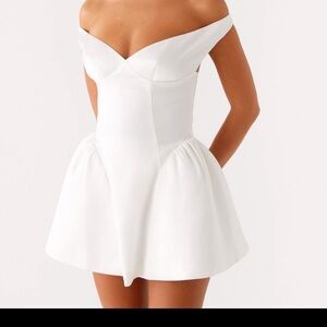 Peppermayo Capella Mini Dress Off-Shoulder White Dress